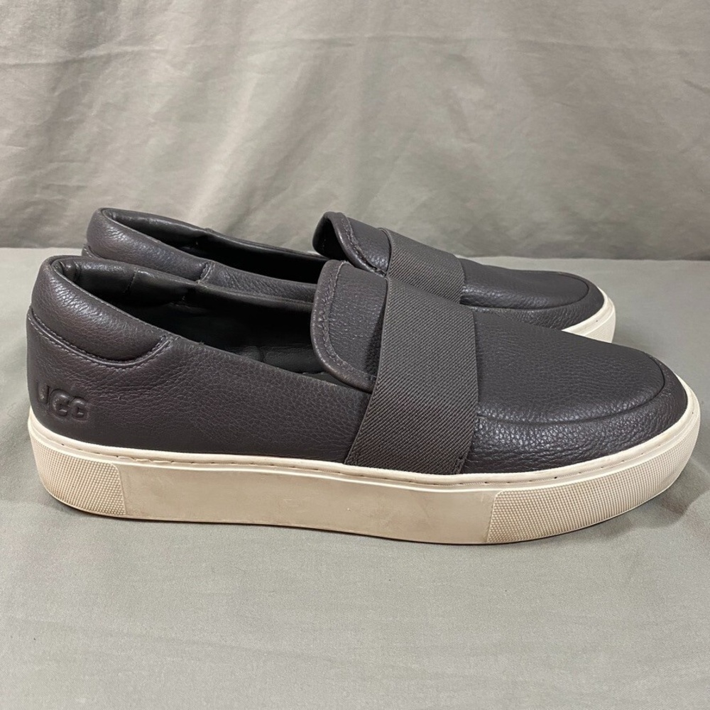 UGG Chayze Women's 10 Leather Platform Slip-On Flat Gray Loafer Sneaker Comfort - Picture 2 of 8